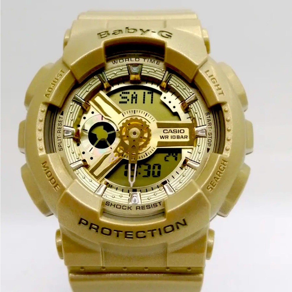 Casio Baby-G Analog Digital Ladies Gold Sport Watch BA-111-9A